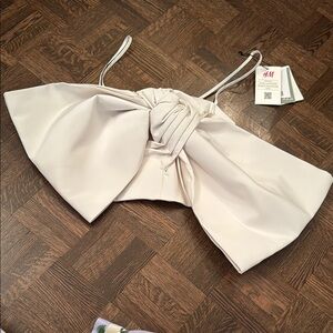 H&M special collection Cream Bow taffeta Crop Top size XS